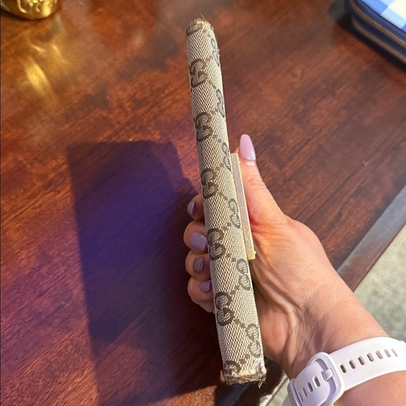 Gucci Beige and Red Monogram Wallet green gold designer clutch cards slots - Picture 12 of 13